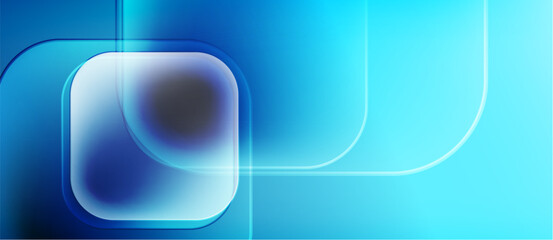 Aufkleber - Abstract blue design features rounded rectangles, lines. Brightness varies creating depth, modern aesthetic. Smooth gradients dominate composition.