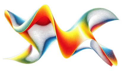Poster - A vibrant, flowing abstract wave with gradient colors of yellow, red, blue, and black, creating a dynamic and fluid visual effect.