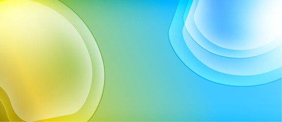 Aufkleber - Abstract background features vibrant color gradients. Smooth shapes blend yellow, green, turquoise, blue hues. Modern design element.