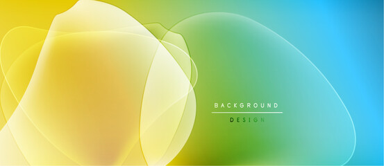 Aufkleber - Abstract vibrant layers blend. Yellow, green, blue hues create smooth gradients. Modern design element for backgrounds, presentations.