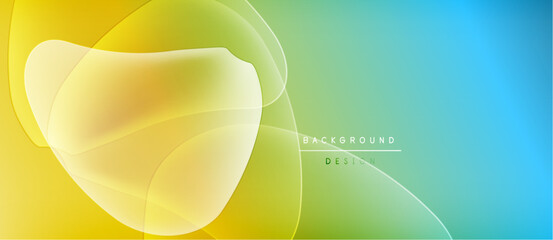 Aufkleber - Abstract background features flowing shapes, yellow to blue gradient. Modern design elements create dynamic visual effect.