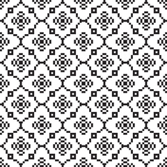 Poster - Monochrome Pixelated Floral Pattern Background Design Decorative Texture
