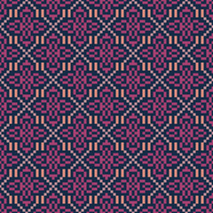 Poster - Geometric Detailed Pixelated Weave Structure Background Seamless Repeating Pattern