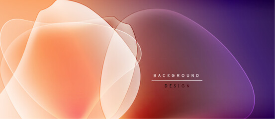 Poster - Abstract flowing shapes blend orange, purple hues. Gradient background creates soft visual texture. Minimalist design elements present.