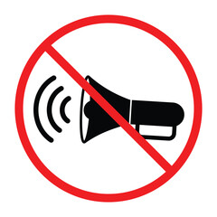 Poster - Horn sign icon. Simple horn sign symbol icon, vector illustration silhouette website graphic design. Horn cannot be used symbol, icon isolated on white background. Vector illustration.