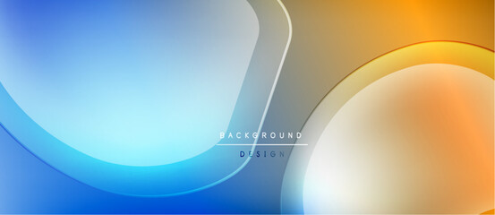 Aufkleber - Abstract fluid shapes, blue, orange gradients. Smooth curves create dynamic background design. Minimalist aesthetic, modern feel.