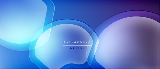 Aufkleber - Abstract blue background. Fluid shapes overlap, creating dynamic visual effect. Gradient colors suggest depth, modern design aesthetic.