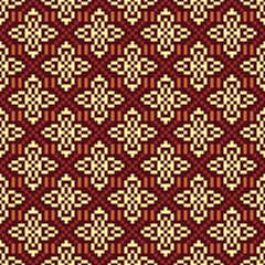 Poster - Detailed Pixelated Geometric Floral Shape Repeat Pattern Art