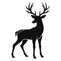 Poster - Elegant deer silhouette a graceful wild animal illustration isolated on white background