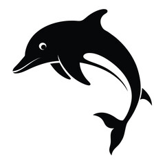 Poster - Graceful dolphin silhouette illustration in a fluid motion isolated on white background