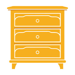 Poster - Silhouette of a dresser with drawers isolated on white background