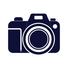 Poster - Silhouette of a dslr camera with a lens isolated on white background