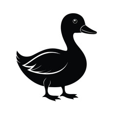 Poster - Simple silhouette of a duck in flight isolated on white background