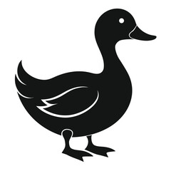 Poster - A simple black duck silhouette graphic on a clean white background isolated on white background