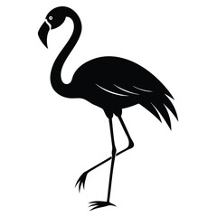Poster - Elegant flamingo silhouette art isolated on white background for design projects