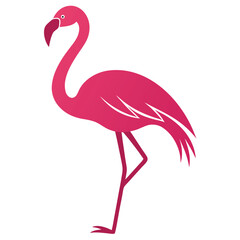 Poster - Elegant flamingo silhouette with graceful curves isolated on white background