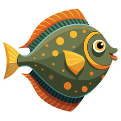 Poster - Detailed silhouette of a flounder fish rendered as a vector graphic isolated on white background