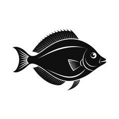 Poster - Detailed silhouette of a flounder fish isolated on white background
