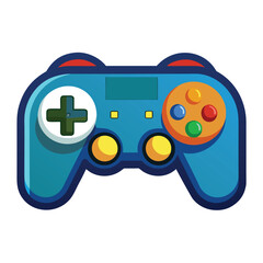Poster - Modern video game controller with vibrant buttons and joysticks isolated on white background