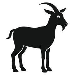 Poster - Majestic goat silhouette artistry on a clean white background isolated on white background
