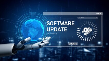 Poster - Knowledge upgrade and software update, digital skills improvement, competitive advantage, continuous learning, and staying up to date with latest technology and software trends. Muxer