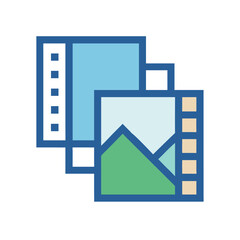 Layered document pages with different visual content illustration design