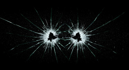 Poster - Abstract Shattered Glass Circular Patterns with Radiating White and Turquoise Lines on a Black Background
