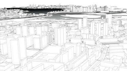 Poster - Urban modern landscape. Vector rendering of 3d