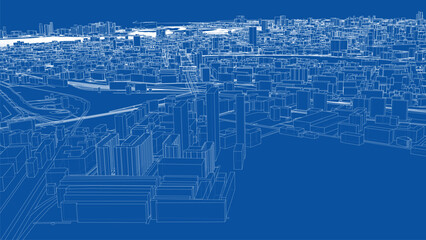 Poster - Urban modern landscape. Vector rendering of 3d