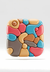 Poster - Abstract Colorful Square Puzzled Shape with Cartoonish Design on White