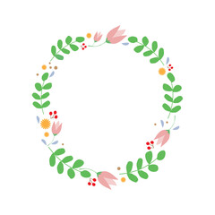Poster - circle frame of prattles and flowers