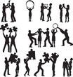 © Mahfuz - Diverse business team collaborating effectively working together on a project depicted as a cohesive silhouette against a plain background