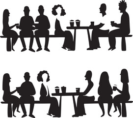 Aufkleber - Diverse group of people standing together in a unified stance depicted in a modern flat design silhouette style representing community and connection