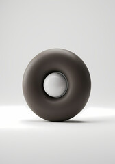 Poster - Abstract Geometric Shape Dark Ring with White Sphere on Gray