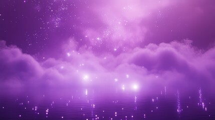 Wall Mural - A mystical purple wallpaper with ethereal elements like glowing lights and fog