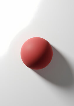 Salmon Sphere on White with Shadow Minimalist Still Life