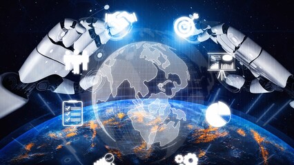 Poster - Global marketing and finance strategy, worldwide business expansion, international finance planning, cross-border marketing, and digital marketing tools for global business success. Muxer