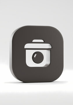 Gray Square with White Container Symbol Graphic on White Background