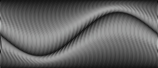 Poster - Abstract art geometric background with vertical lines. Optical illusion with waves and transition.
