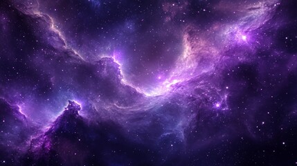 Wall Mural - A cosmic purple wallpaper with stars, nebulae, and swirling energy 