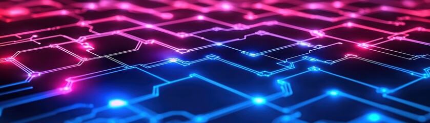 Poster - Futuristic Digital Circuitry with Colorful Neon Lights