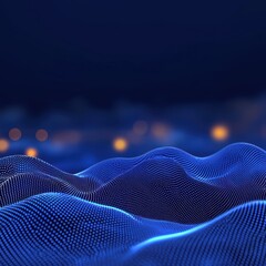 Poster - Abstract Blue Wave Pattern with Dots and Light Effects