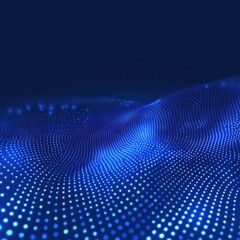Poster - Abstract Digital Wave Pattern in Blue with Glowing Dots