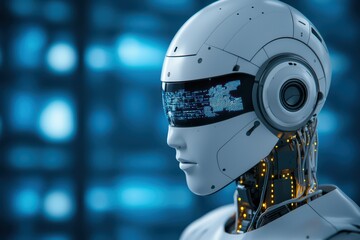 Poster - Futuristic Robot with Enhanced Technology and Digital Design