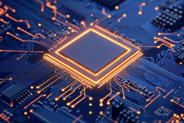 Poster - Close-Up of Modern Microprocessor on Circuit Board Design