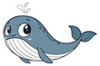 © MstTaslima - a photo of a cute, stylized cartoon whale, with a blue body, large black eyes, and a whale-like tail, on a white background