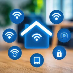 Poster - Home Automation Concept with Wireless Connectivity Icons