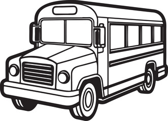 Aufkleber - A clean and simple vector icon of a classic yellow school bus presented as a distinctive black silhouette for easy integration into various designs