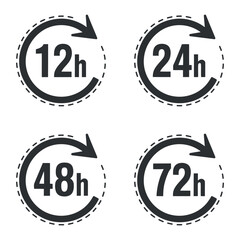 Poster - Set of Time Limit Icons Vector Illustration Depicting Fast Delivery and Availability with a Circular Arrow Design
