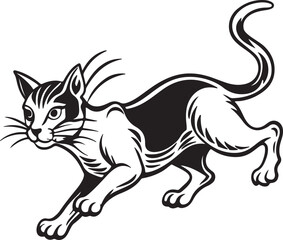 Aufkleber - Dynamic vector illustration of a cat in mid action captured in a striking silhouette style perfect for energetic designs